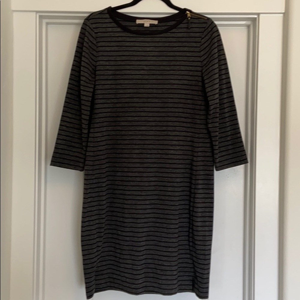 LOFT black and grey stripes dress size M medium